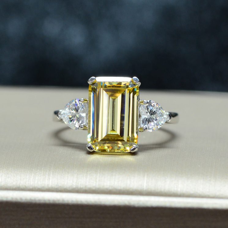 12x8 Emerald Cut Diamond Ring - 5 Carats of S925 Sterling Silver Beauty for Women - Image 3