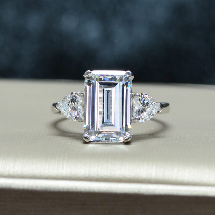 12x8 Emerald Cut Diamond Ring - 5 Carats of S925 Sterling Silver Beauty for Women - Image 2
