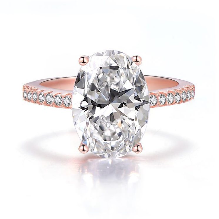 S925 Sterling Silver 4-Carat Radiant Cut Diamond Couple's Wedding Ring Set (9x13mm) - Image 2