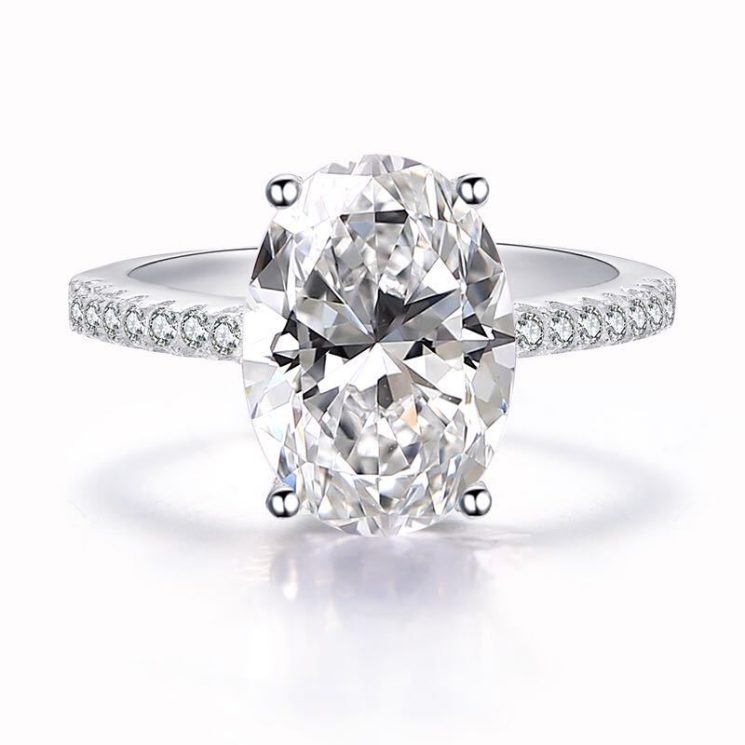 S925 Sterling Silver 4-Carat Radiant Cut Diamond Couple's Wedding Ring Set (9x13mm) - Image 7