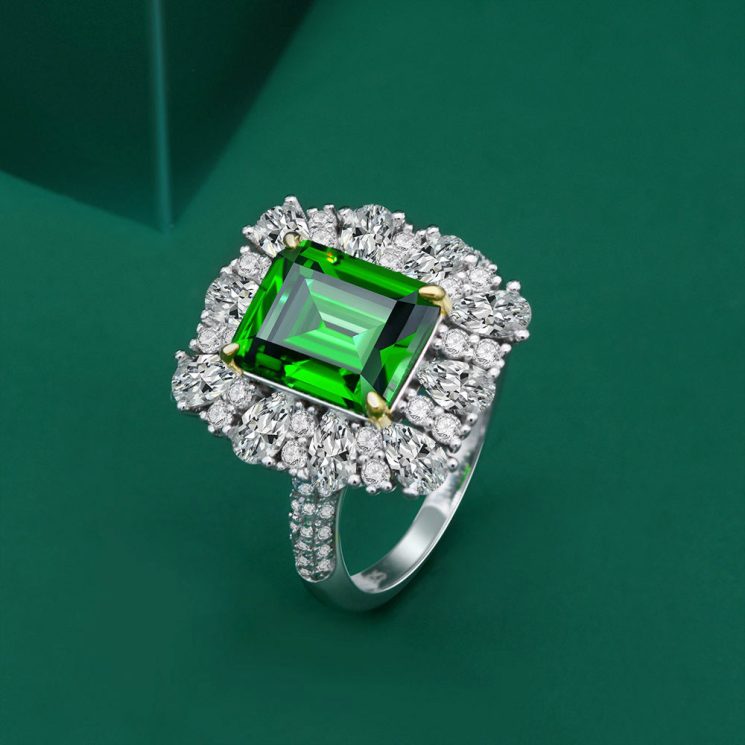 S925 Sterling Silver Emerald Cut Ring with 4ct High Carbon Diamond (9x11) - Image 2