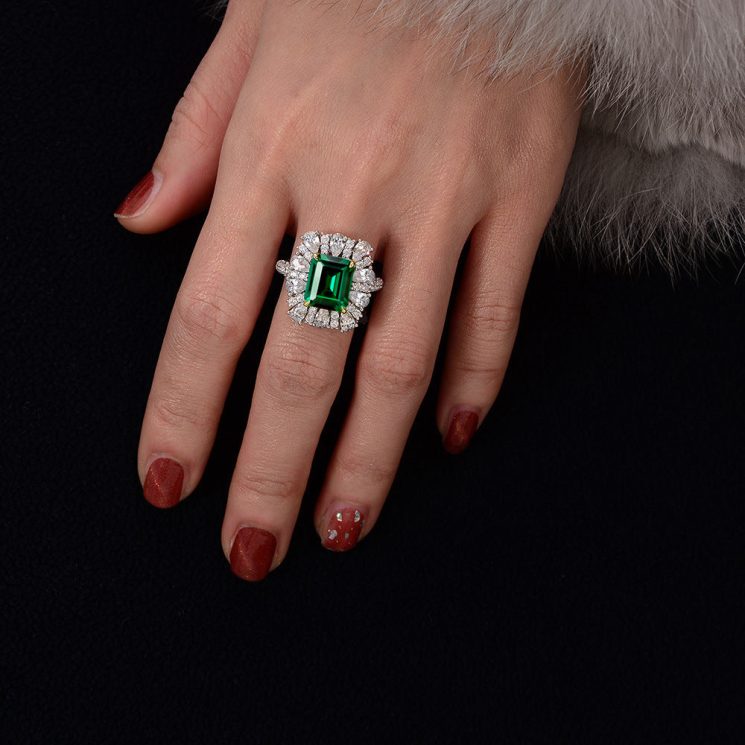 S925 Sterling Silver Emerald Cut Ring with 4ct High Carbon Diamond (9x11) - Image 3