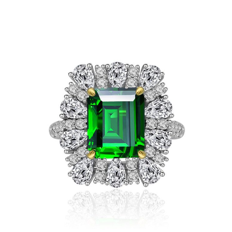 S925 Sterling Silver Emerald Cut Ring with 4ct High Carbon Diamond (9x11)