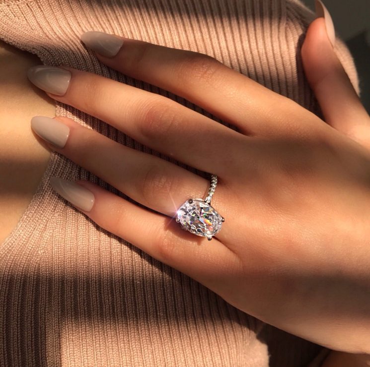S925 Sterling Silver 4-Carat Radiant Cut Diamond Couple's Wedding Ring Set (9x13mm) - Image 5