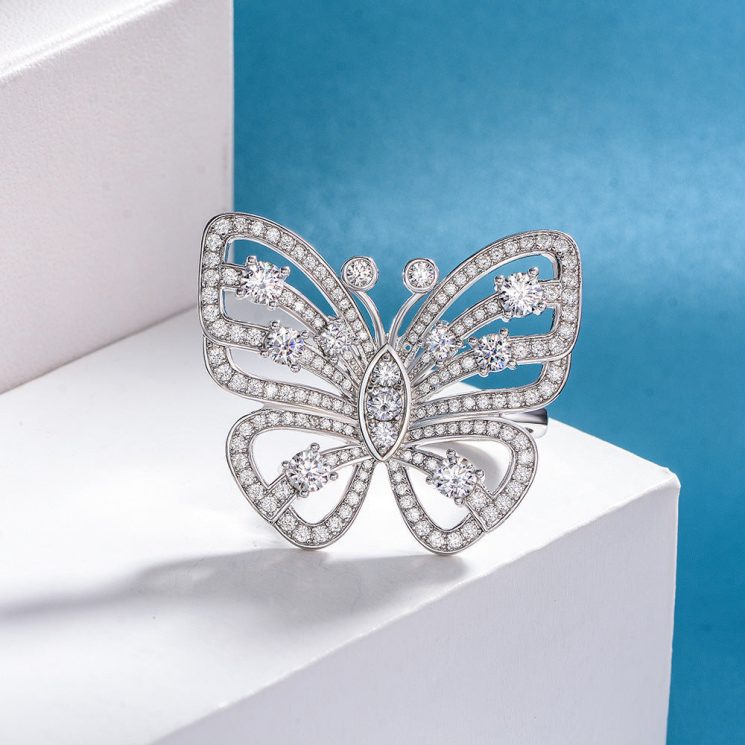 S925 Sterling Silver Micro-Inlaid Butterfly Diamond Ring - A Touch of Luxury - Image 2