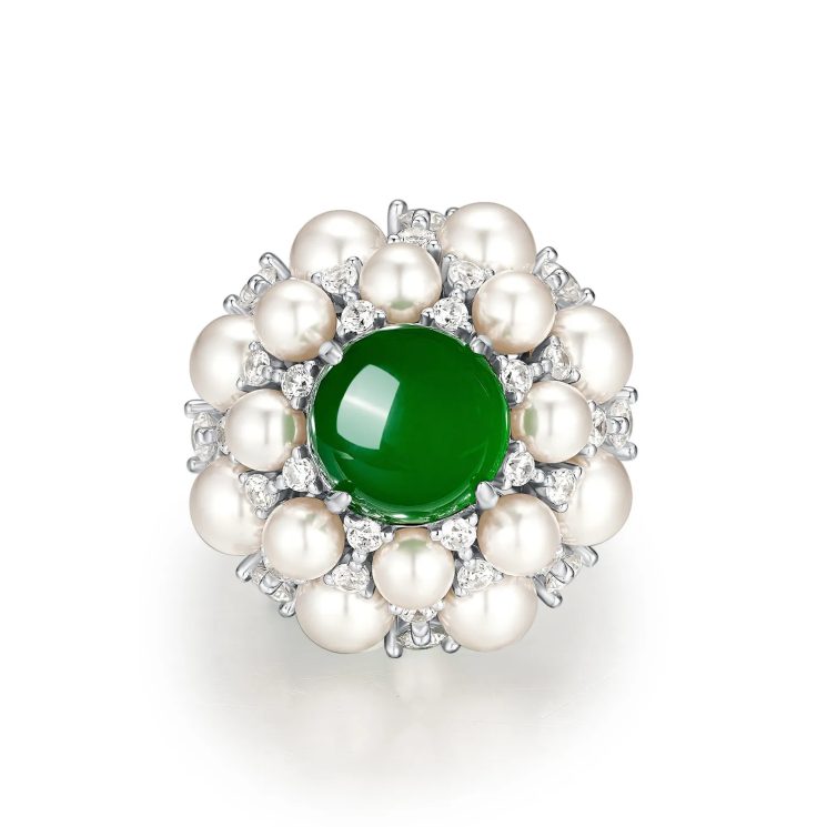 925 Silver Gold-Plated High Carbon Diamond Natural Chalcedony Ring