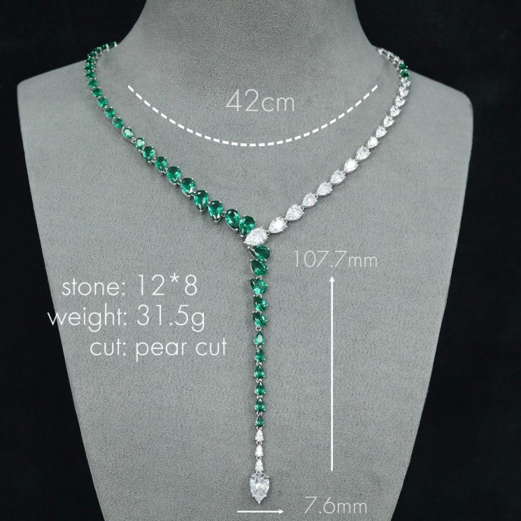 925 Silver Gold-Plated Wood Green Snake Dinner Necklace with High Carbon Diamond Accents - Image 2