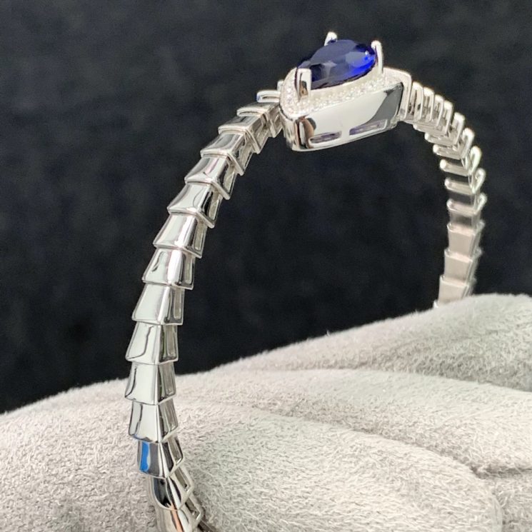 925 Silver Bracelet with High Carbon Diamond and Royal Sapphire Accents - Image 4