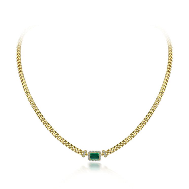 1ct Cultured Emerald Pendant 925 Silver Adjustable Simple Necklace 40+5+3cm