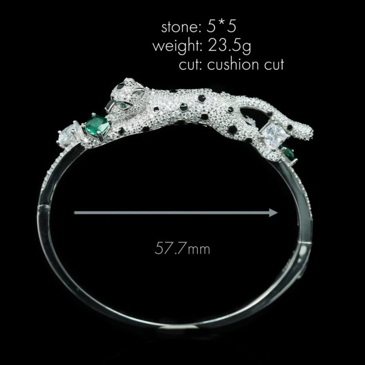 925 Silver Gold-Plated Jaguar Bracelet with High Carbon Diamond Accents - Image 3