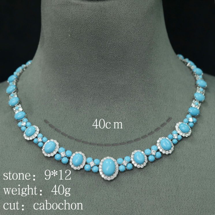 925 Silver Gold-Plated Blue Pine Necklace with High-Carbon Diamonds – Elegant & Unique Design - Image 2