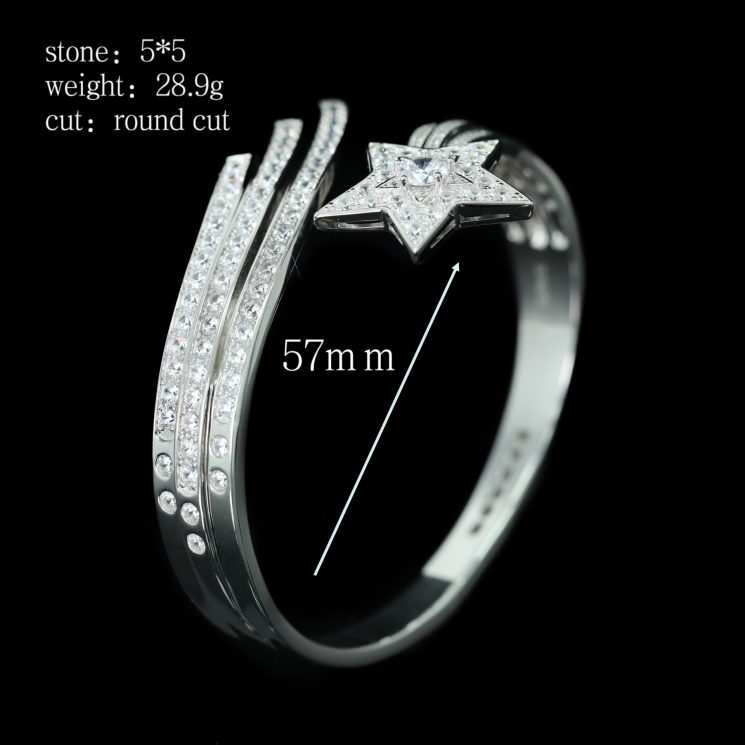 925 Silver Gold-Plated High Carbon Diamond Star Bracelet – Elegant & Sparkling Design - Image 3