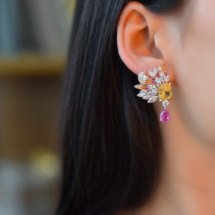 925 Silver Gold-Plated High Carbon Diamond Flame Earrings for Women - Image 3