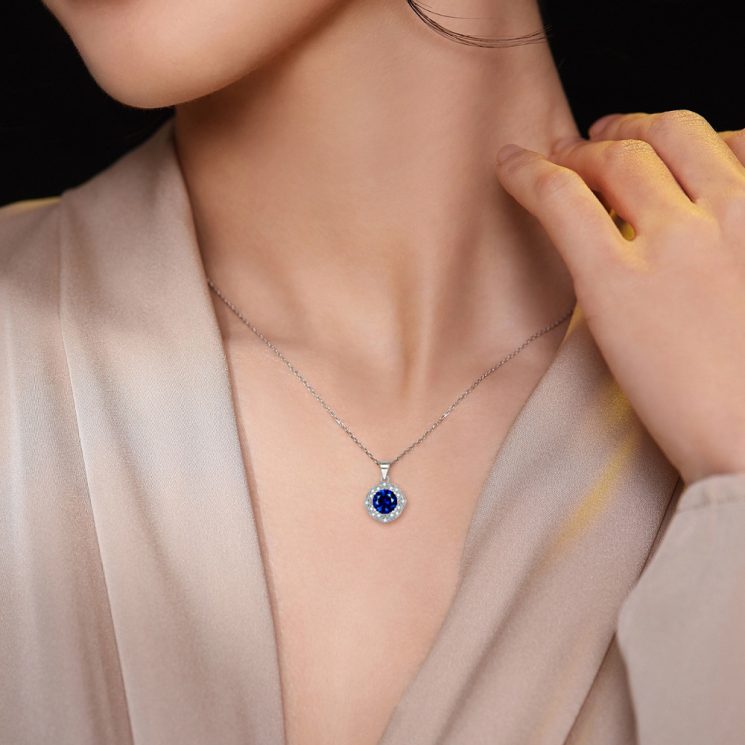 Elegant S925 Silver Sapphire Pendant Necklace – Deep Blue Gemstone Teardrop Necklace for Sophisticated Women - Image 5