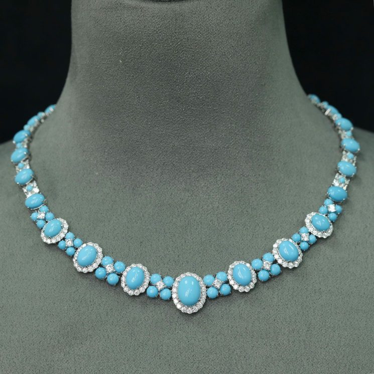 925 Silver Gold-Plated Blue Pine Necklace with High-Carbon Diamonds – Elegant & Unique Design - Image 3