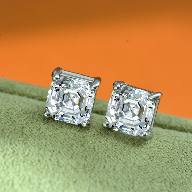 2 carat synthetic Paraiba earrings female earrings personality ins - Image 6