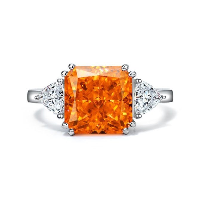 5 carat high carbon diamond ring square ice flower cut 10*10 European and American light luxury ring female 5-9# - Image 7