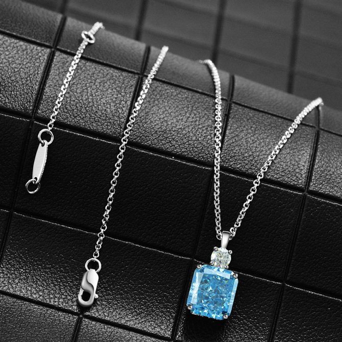925 Silver 8.5ct High Carbon Diamond Pendant 9*10 Ice Flower Cut Women's All-match Necklace 40+5 - Image 3
