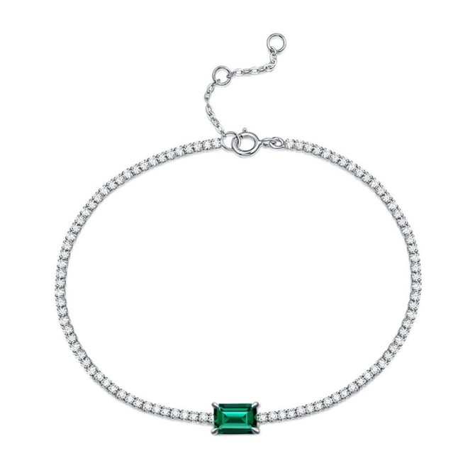 925 sterling silver 2 carat cultured emerald necklace ring European and American light luxury four-piece set - Image 8