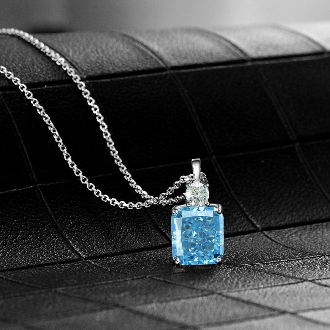 925 Silver 8.5ct High Carbon Diamond Pendant 9*10 Ice Flower Cut Women's All-match Necklace 40+5 - Image 2