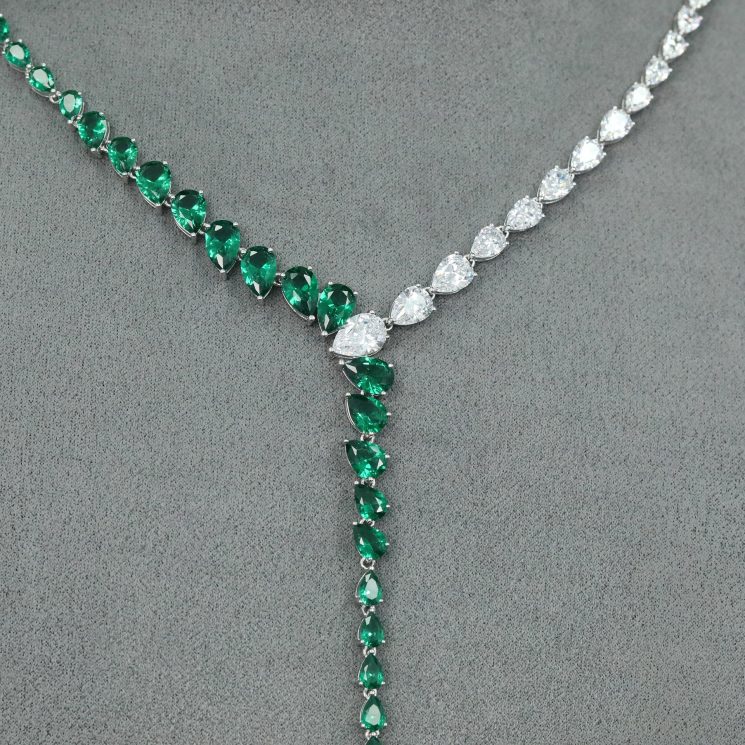 925 Silver Gold-Plated Wood Green Snake Dinner Necklace with High Carbon Diamond Accents - Image 4