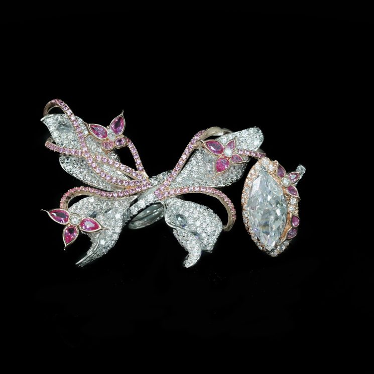 925 Silver Gold-Plated High Carbon Diamond Butterfly Shape Ring - Image 3