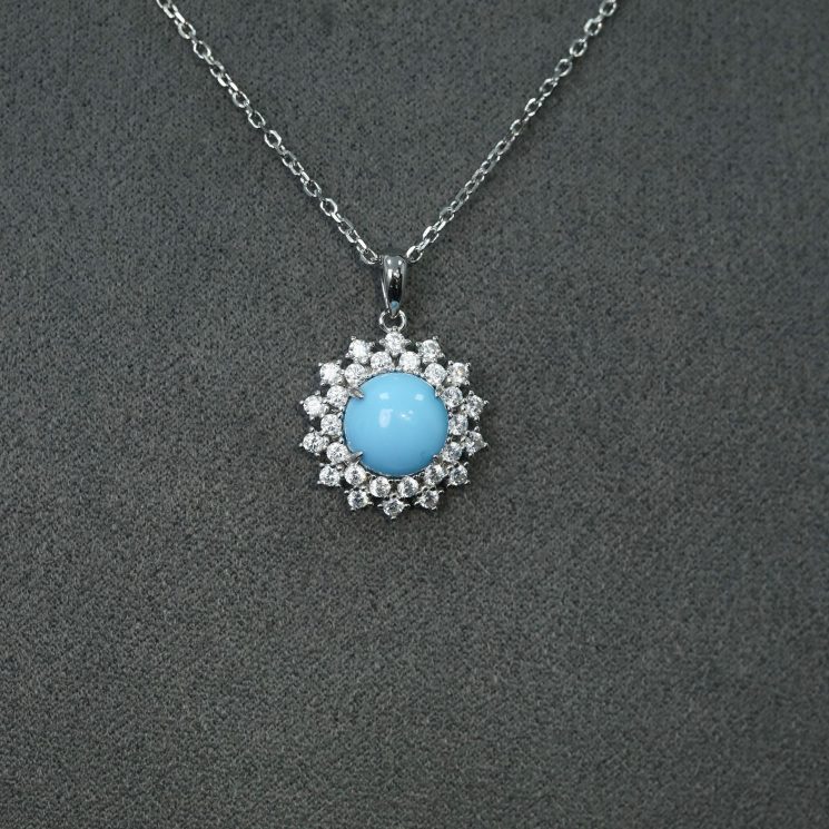 925 Silver Gold-Plated High Carbon Diamond Sleeping Beauty Blue Pine Inlaid Sunflower Necklace - Image 4