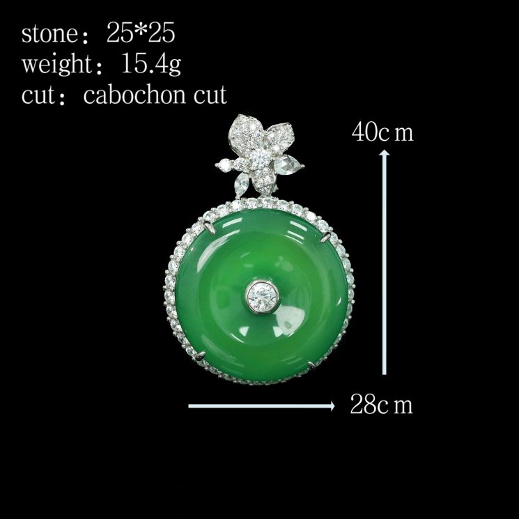 925 Silver Gold-Plated Peace Buckle Chalcedony Necklace with High Carbon Diamond Accents - Image 2
