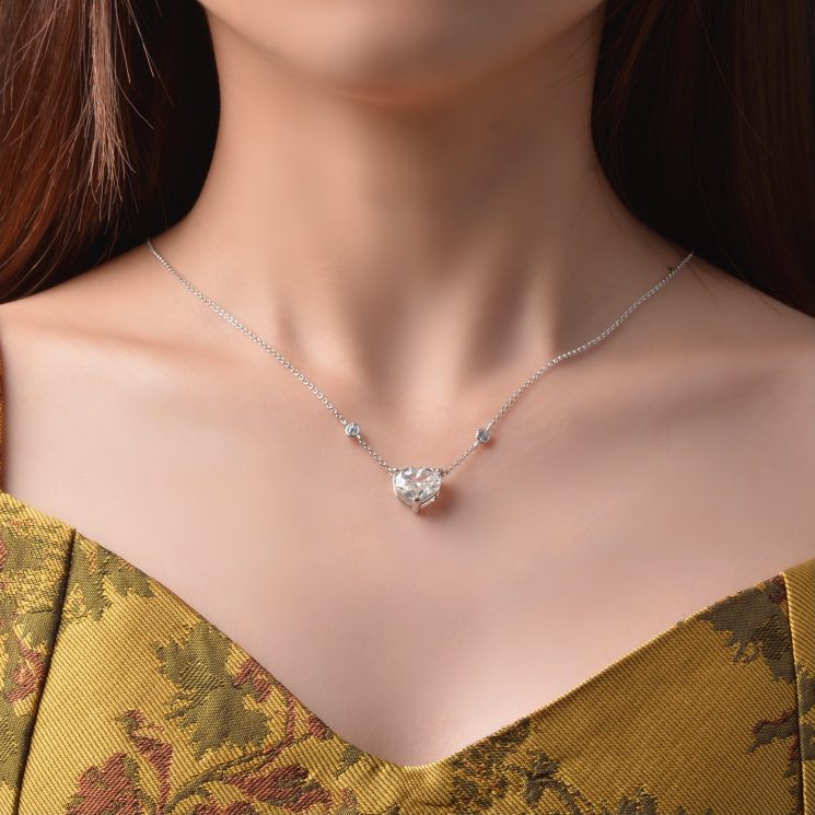 10ct Heart Shaped Necklace Women White G Color High Carbon Diamond 10*12 Love Pendant Silver 40+5 - Image 2