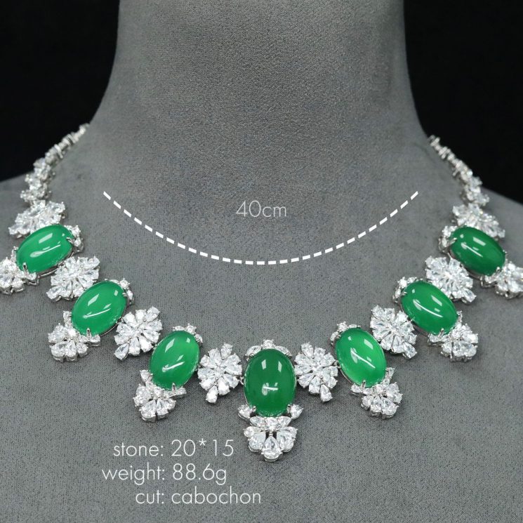 925 Silver Gold-Plated Necklace with Natural Chalcedony & High-Carbon Diamonds – Elegant & Timeless Design - Image 2