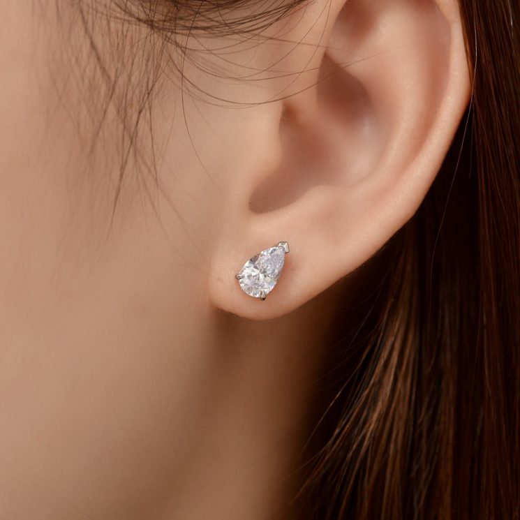 0.75ct European and American fashion simulated diamond teardrop shape 5*8 high carbon diamond earrings for women 925 silver earrings - Image 2