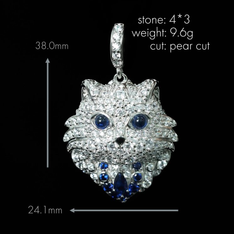 925 Silver Gold-Plated High Carbon Diamond Persian Cat Necklace – Elegant & Charming Design - Image 2