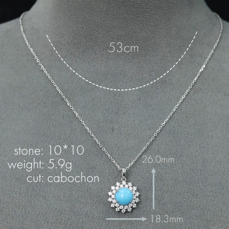 925 Silver Gold-Plated High Carbon Diamond Sleeping Beauty Blue Pine Inlaid Sunflower Necklace - Image 2