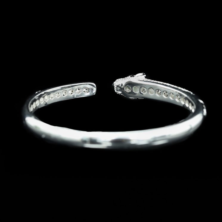 925 Silver Gold-Plated High-Carbon Diamond Black Enamel Leopard Bracelet – Bold & Luxe Design - Image 4