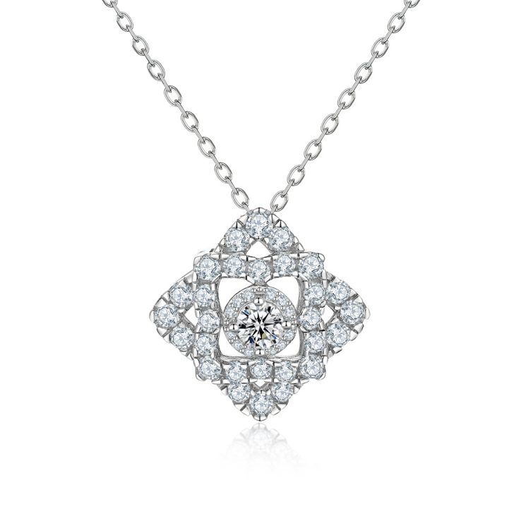 S925 Silver Diamond Pendant Necklace for Women – Classic Sparkling Everyday Jewelry