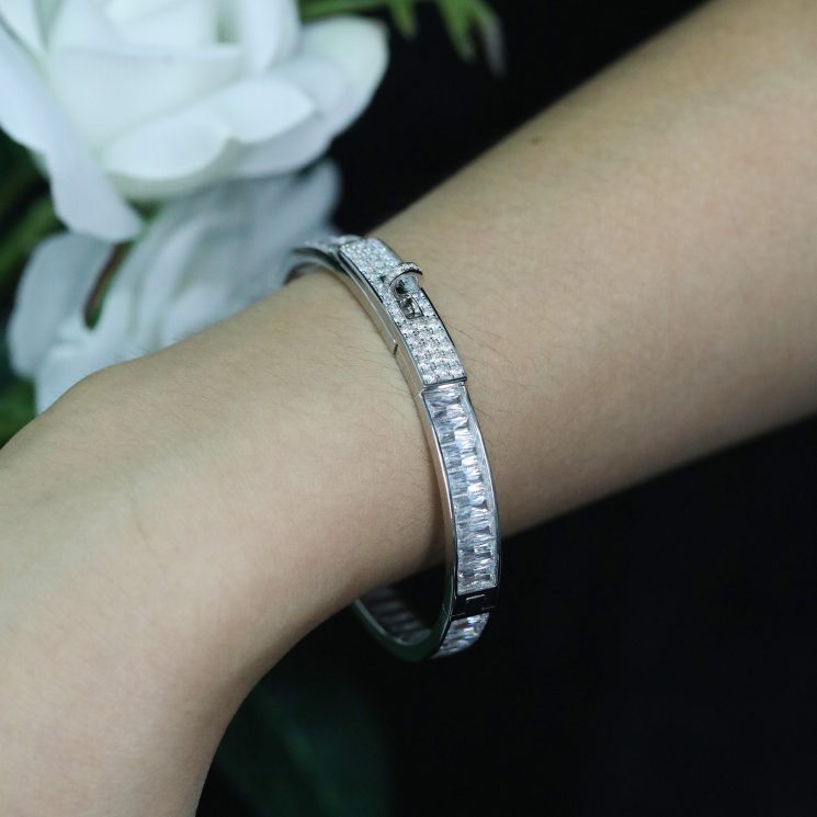925 Silver Gold-Plated High-Carbon Diamond Bracelet – Elegant & Sparkling Design - Image 4
