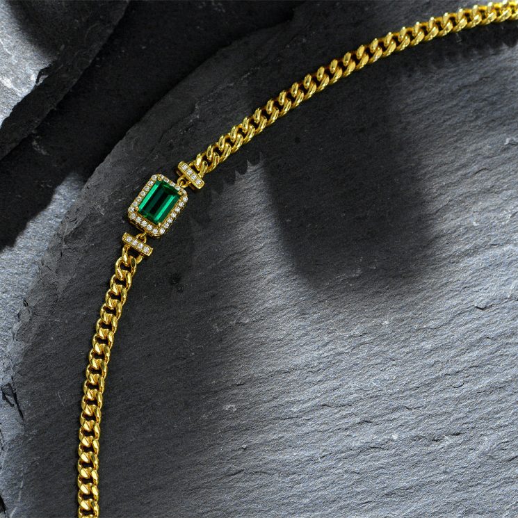 1ct Cultured Emerald Pendant 925 Silver Adjustable Simple Necklace 40+5+3cm - Image 3