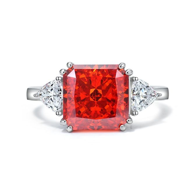 5 carat high carbon diamond ring square ice flower cut 10*10 European and American light luxury ring female 5-9# - Image 3