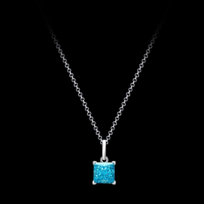 925 silver pendant 6*6mm princess square 1 carat four claw set pendant necklace jewelry 40+5cm - Image 4