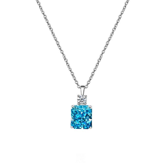 925 Silver 8.5ct High Carbon Diamond Pendant 9*10 Ice Flower Cut Women's All-match Necklace 40+5