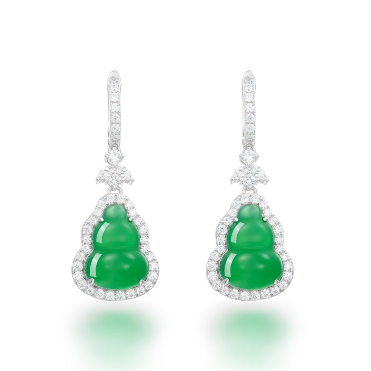 925 Silver Gold-Plated Natural Chalcedony Earrings with High Carbon Diamond Accents