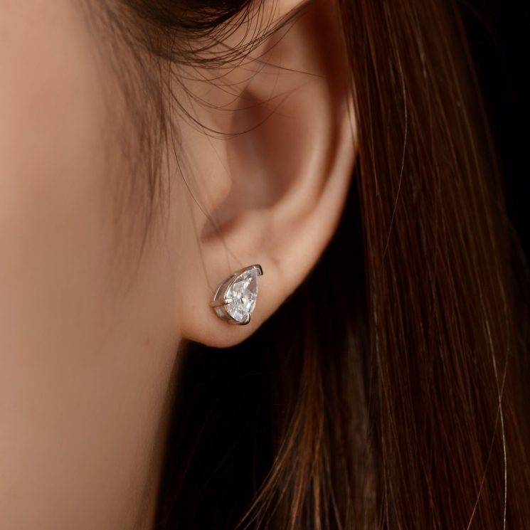 0.75ct European and American fashion simulated diamond teardrop shape 5*8 high carbon diamond earrings for women 925 silver earrings - Image 3