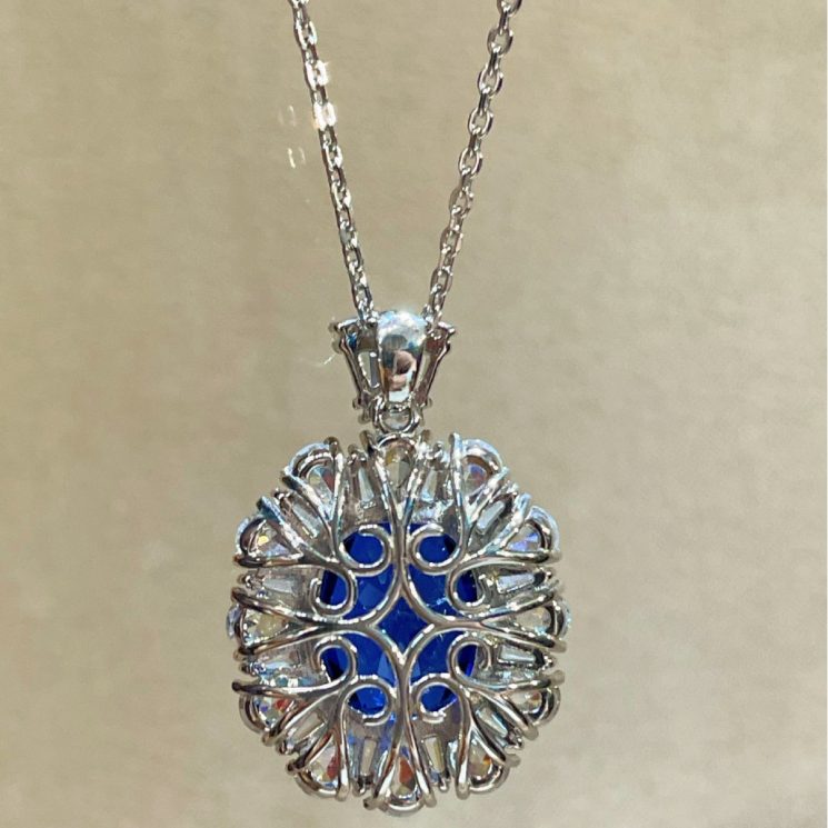 Elegant Women's 925 Silver Electroplated Sapphire Pendant Necklace - Image 5