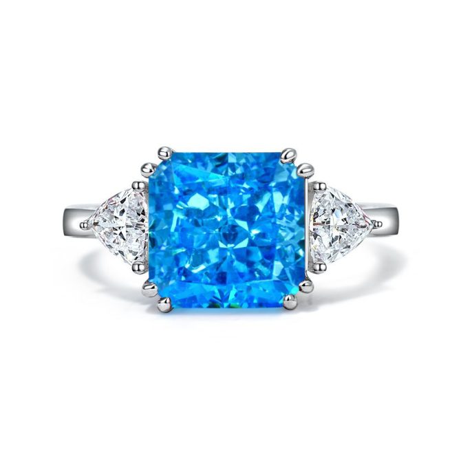 5 carat high carbon diamond ring square ice flower cut 10*10 European and American light luxury ring female 5-9# - Image 5