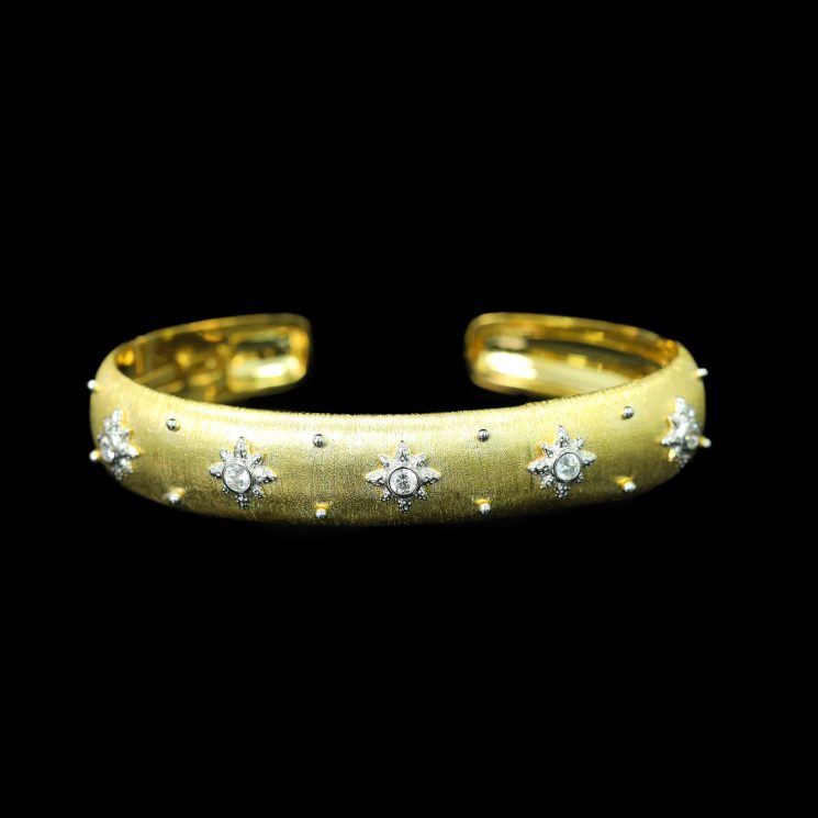 925 Silver Gold-Plated High-Carbon Diamond Gold Brushed Star Bracelet – Elegant & Sparkling Design - Image 3