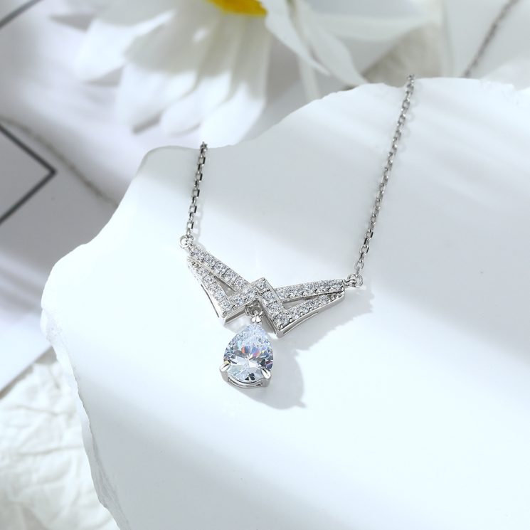 S925 Silver 1.25ct Zircon Tassel Water Drop Pendant Necklace – Elegant Statement Jewelry for Women - Image 2