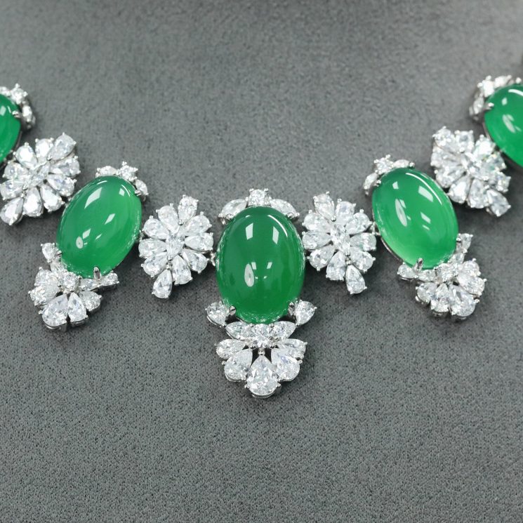 925 Silver Gold-Plated Necklace with Natural Chalcedony & High-Carbon Diamonds – Elegant & Timeless Design - Image 3