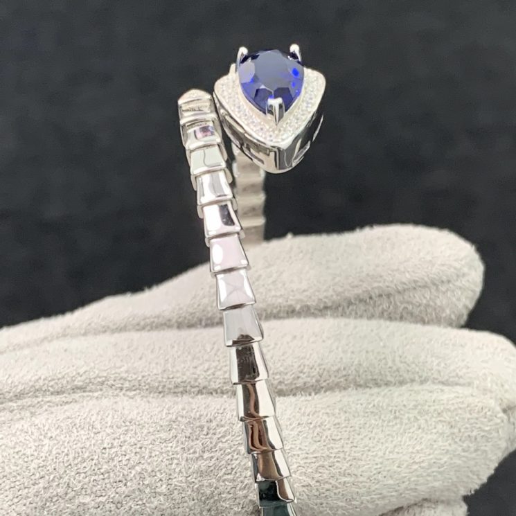 925 Silver Bracelet with High Carbon Diamond and Royal Sapphire Accents - Image 2