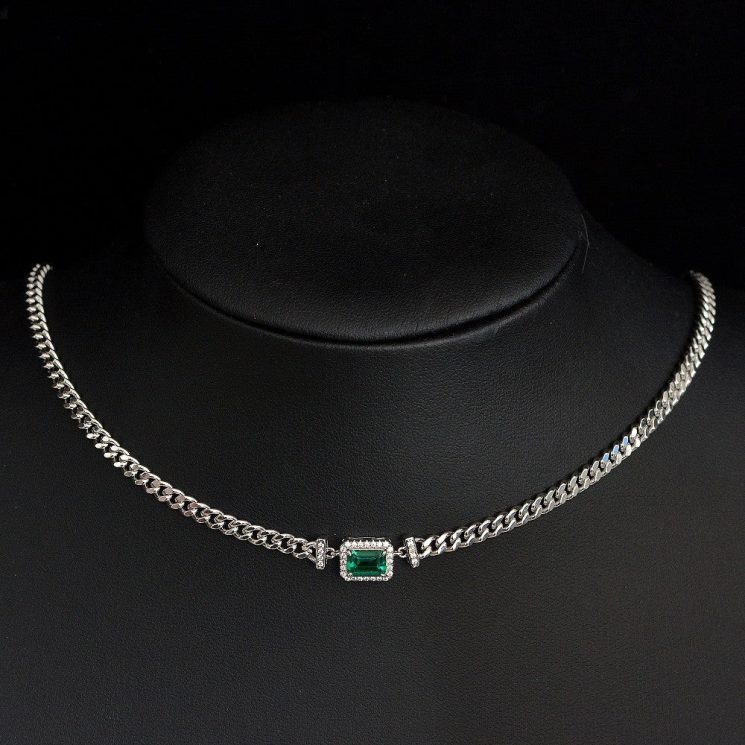 1ct Cultured Emerald Pendant 925 Silver Adjustable Simple Necklace 40+5+3cm - Image 5