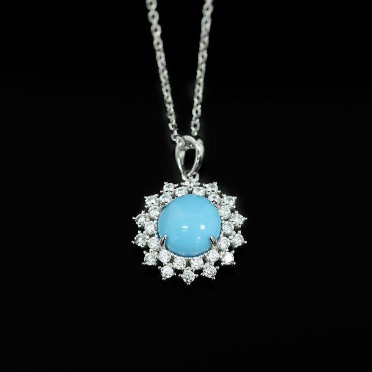 925 Silver Gold-Plated High Carbon Diamond Sleeping Beauty Blue Pine Inlaid Sunflower Necklace - Image 3
